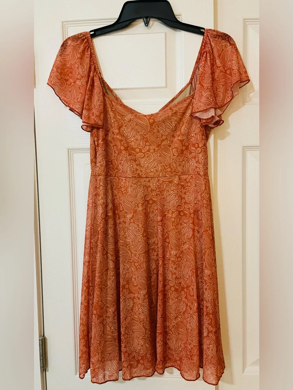 See You Monday Rust Paisley Tie-Front Maxi Dress
